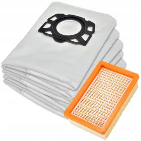    Synthetik-Staubsaugerbeutel ASH-K22SP 5 Stk. + Profi&Home-Filter für Kärcher Staubsauger 2.863-005.0