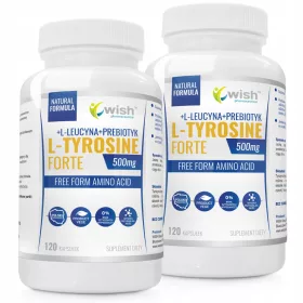   L-Tyrosine Forte 500mg + L-Leucin + Prebiotikum von WISH Pharmaceutical® - Vegan & Vegetarisch