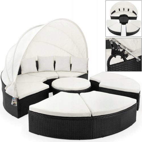 Ein Satz Garten- und Terrassenmöbel Deuba Technorattan Loungeinsel Gartenmöbel-Set, schwarz, 15-teilig.