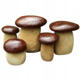  Pilzfiguren aus Gartensteinen, 5er-Set