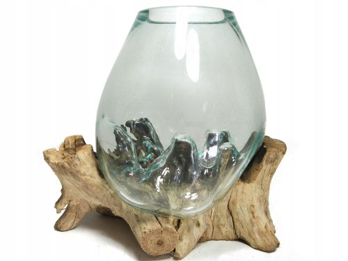 Dekorative Figuren und Skulpturen für zu Hause Vasenskulptur GLAS auf Wurzelwalddekor aus Glas