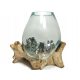 Dekorative Figuren und Skulpturen für zu Hause Vasenskulptur GLAS auf Wurzelwalddekor aus Glas