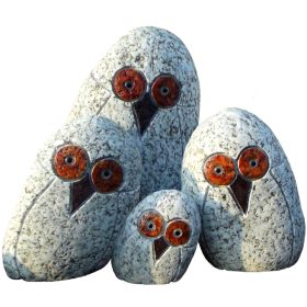  Eulen für den Garten, Figuren, Granitsteine, 4 Stück