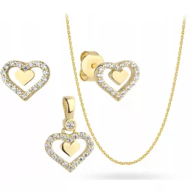  Goldset mit Rolo-Kettenohrringen für Damen, 585er Gold