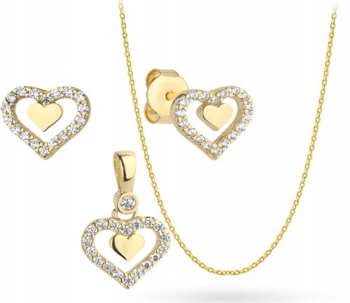  Goldset mit Rolo-Kettenohrringen für Damen, 585er Gold