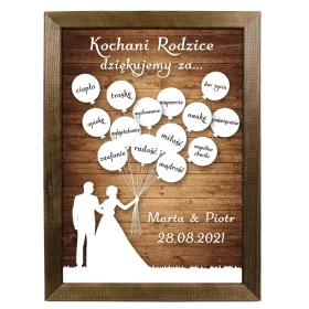    HOCHZEITSPOSTER MIT BILDERRAHMEN „VIELEN DANK AN DIE ELTERN“.