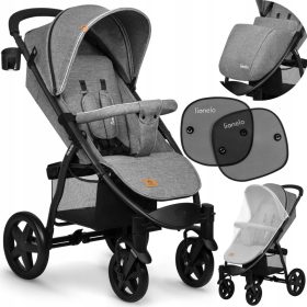    Lionelo Annet Plus Kinderwagen aus Beton + Sonnenschutz für Autofenster. 2 Lionelo-Sonnenschirme