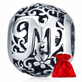  G306 Buchstaben-M-Alphabet-Charm-Perlen aus 925er Silber