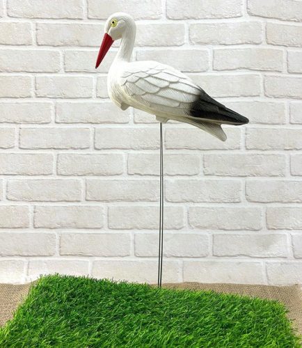  Künstlicher Vogel - Kunststoff STORCH, Drahtbeine, 60 cm