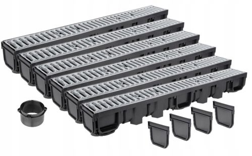 LINIENENTWÄSSERUNG H105-Gitter VERZINKTES SET 6 m