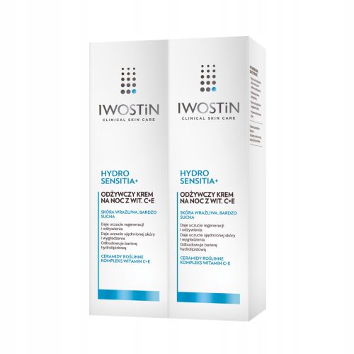 IWOSTIN HYDRO SENSITIA+ Nährende Nachtcreme mit Vitamin C+E für trockene und sensible Haut