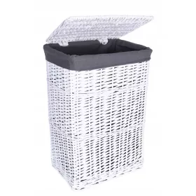    Gockowiak freistehender Wäschekorb 114l, weiß, Grau- und Silbertöne