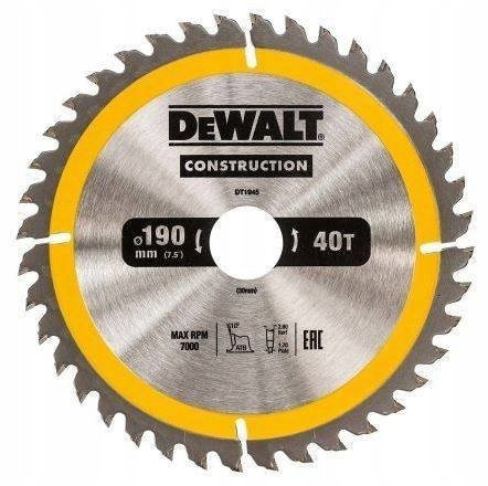  DeWalt DT1945-QZ Trennscheibe 190 x 30 mm 40 Zähne