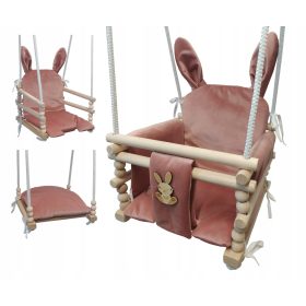    Holzschaukel für Kinder für den Hausgarten HASE Herzen beige + GÜRTEL