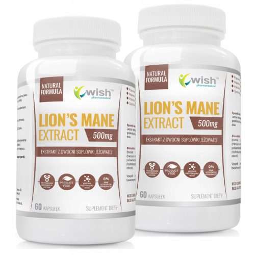 Lionsmähne-Pilzextrakt 500mg – 120 Vegane Kapseln, Unterstützt Gedächtnis und Immunsystem