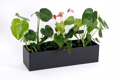  Palazzo Decor Blumentopf 80 cm x 25 x 20 cm aus schwarzem Metall