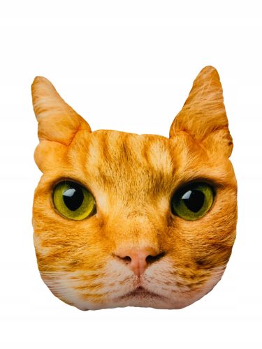  3D-KISSEN mit ROTER KATZE und ROTEM KATZENKOPF