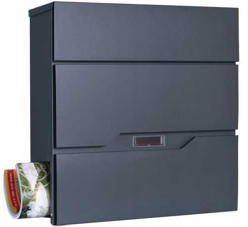 Briefkasten - Gockowiak-Briefkasten mit Zeitung, Grautöne