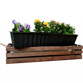    Blumentopf Land of Boxes 83 cm x 19 x 15,5 cm Holztöne in Braun und Beige