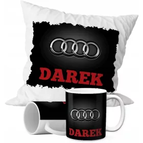  AUDI FAN SET, BECHER 330 ML + KISSEN + NAME