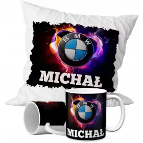  BMW FAN SET BECHER 330 ML + KISSEN + NAME GESCHENK
