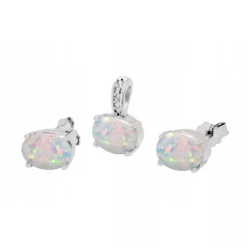  SILBER-SET, RHODINIERT MIT OPAL KOL+WIS! ! !