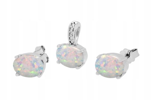  SILBER-SET, RHODINIERT MIT OPAL KOL+WIS! ! !