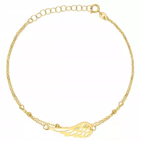  Goldenes Doppelflügel-Kugelarmband mit Gravur