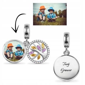  Charms mit einem Foto der Familienwurzeln + Gravur S925