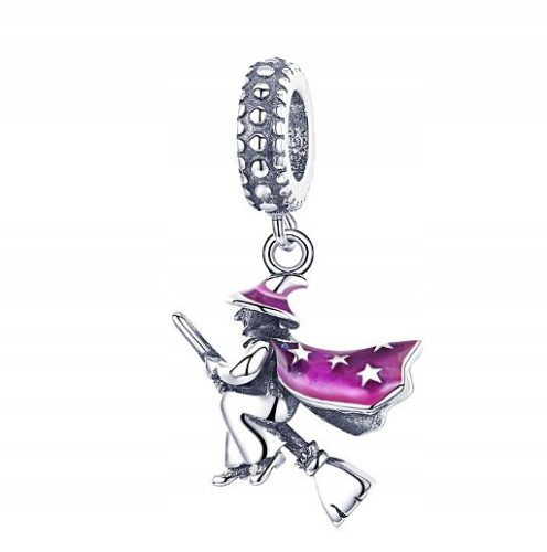  CHARMS-ANHÄNGER BABA YAGA MAGIC CAT RIDER ON A BES s925