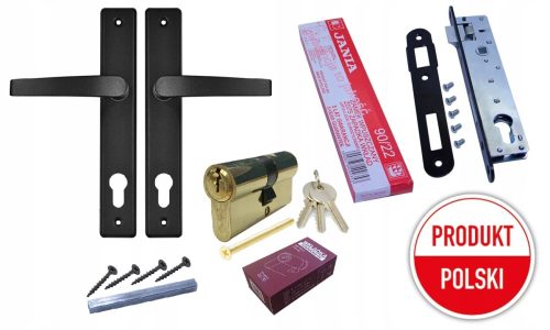 Griffeinsatzschloss für Tor SET SCHWARZ 90mm