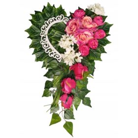    Ein Strauß Dekorationen für ein Grab, einen Friedhof, einen Grabstein, ein Herz