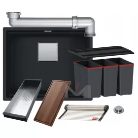   Franke Kanon Granitspüle Onyx Granit + Franke Korbset 3 tlg. 14,5 l