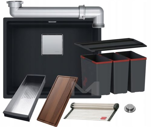 Franke Kanon Granitspüle Onyx Granit + Franke Korbset 3 tlg. 14,5 l