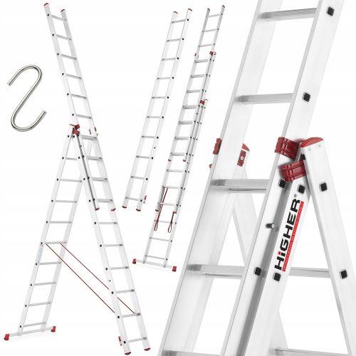 Höhere Leiter 7,55 m Aluminium 3 x 30 bis 150 kg