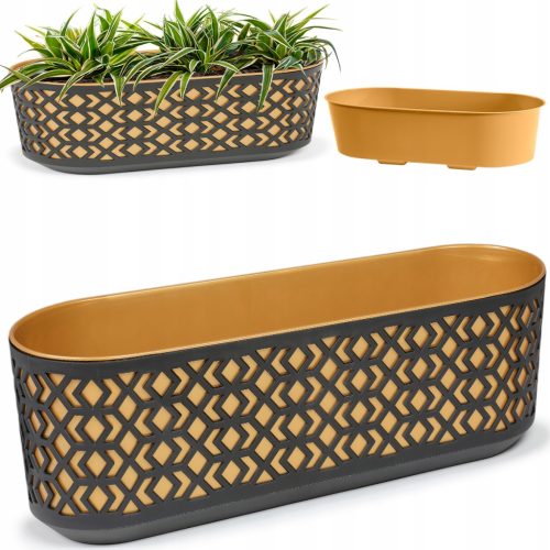  Blumentopf Lamela 19,5 cm x 60 x 20,5 cm Kunststoff schwarz, Gelb- und Goldtöne