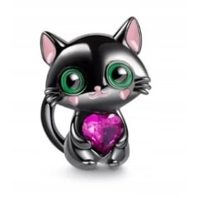  MD CHARMS schwarzer Katzenanhänger schwarze Katze | S925
