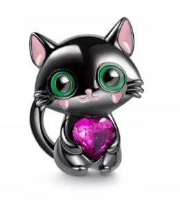  MD CHARMS schwarzer Katzenanhänger schwarze Katze | S925