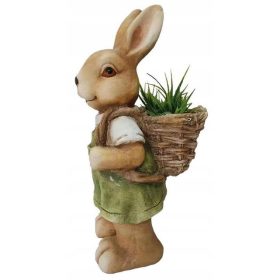  HASE MIT KORB FIGUR DEKO FÜR DEN GARTEN