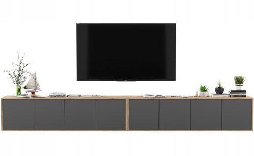  Loft-Hängeschrank, RTV-Kommode, Graphit MAT, 300 cm