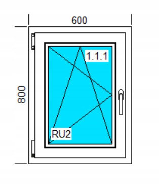 PVC-FENSTER 600x800 RU WEISS, LINKS