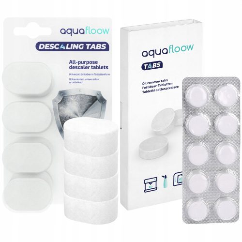  Aquafloow AF53 Entkalkungstabletten 4 Stück + Reinigungstabletten für Aquafloow AF50 Espressomaschine 10 Stück.