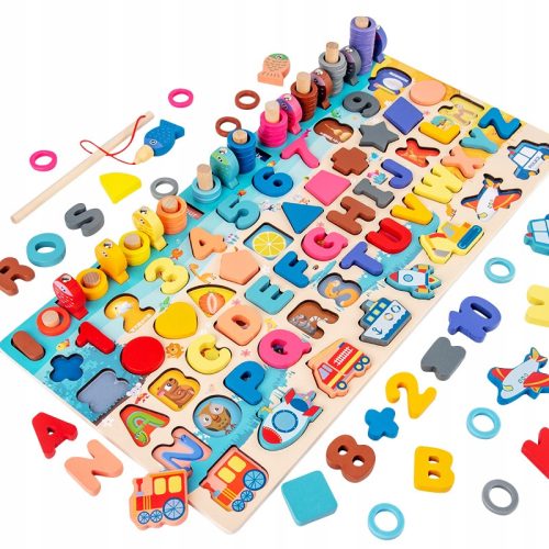  MONTESSORI-GEHIRN-TRAINING-PUZZLE FISCH ZAHLEN BUCHSTABEN