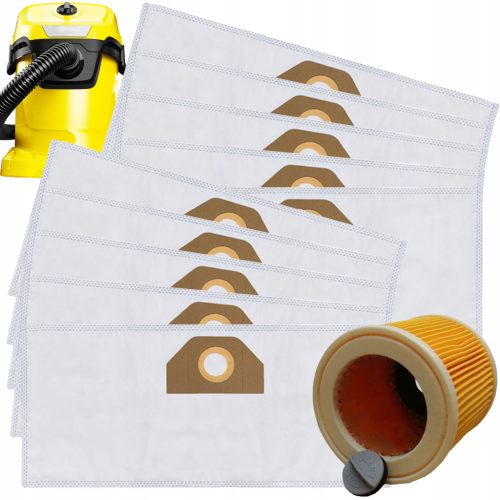  10x FILTERBEUTEL FÜR KARCHER STAUBSAUGER WD3 SE4001 WD2 PLUS KWD V-17 V-15 V12
