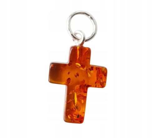  Echter BERNSTEIN-KREUZ-Anhänger aus Silber ZERTIFIKAT.
