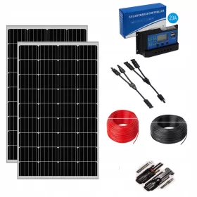  MONO-SOLARPANEEL-SET 2X100W+REG. 20A!