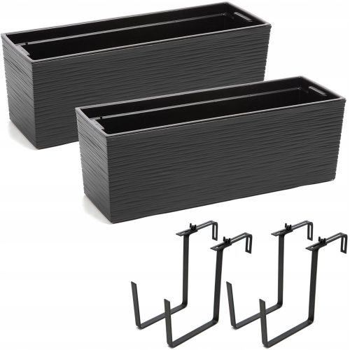  Botle-Blumentopf 19 cm x 56 x 19,5 cm aus Kunststoff in den Farben Grau und Silber