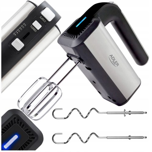  ADLER EUROPE Handmixer Küchenmaschine Handmixer 800W 5 Geschwindigkeiten 800 W schwarz