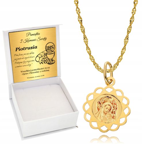  Goldkette 585 Goldmedaille Taufe Kommunion
