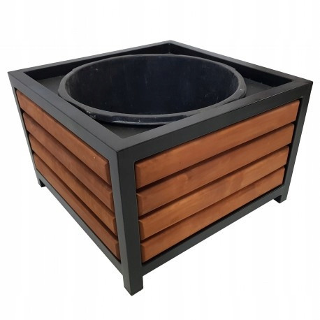  KAR STEEL Blumentopf 60 cm x 60 x 45 cm schwarzes Metall